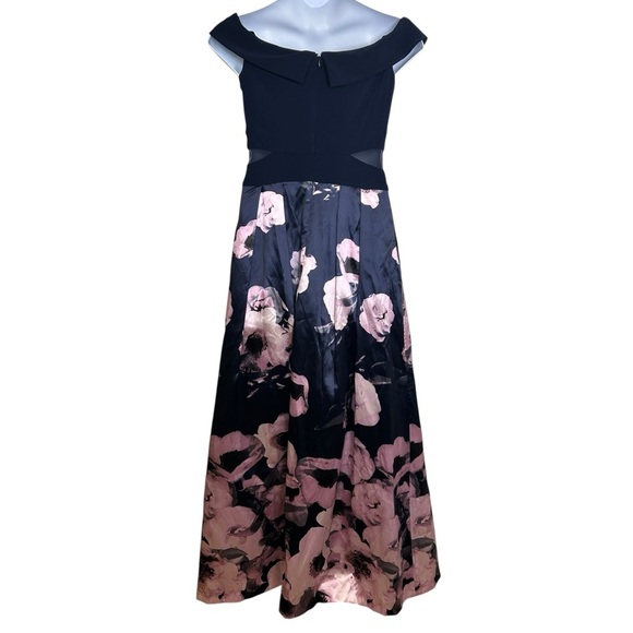 Xscape blue floral off shoulder full length formal gown size 12 wedding gala - Picture 5 of 13